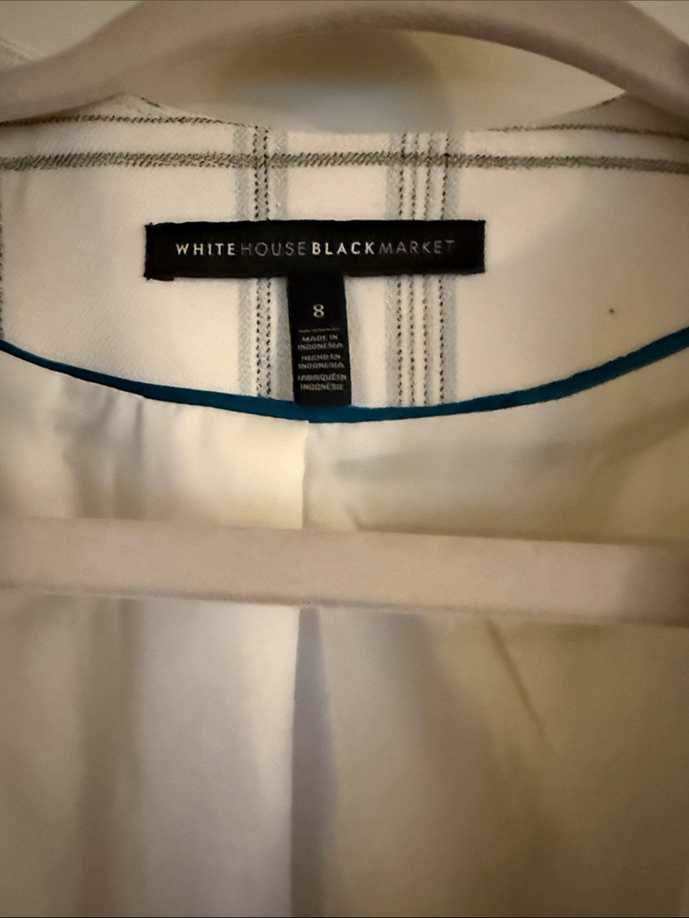 White House Black Market White Blazer with Gray Windowpane - Picture 2 of 3